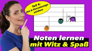 Spielend Noten lernen  Für Kinder  Das B  VERSETZUNGSZEICHEN  Musikunterricht amp Notenschnutzies [upl. by Eikciv]