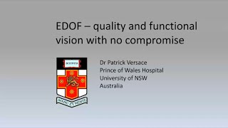 Patrick Versace MD talks EDOF intraocular lenses [upl. by Fokos551]