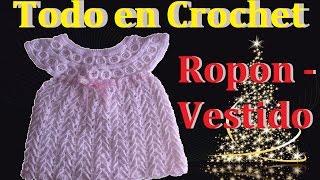 Vestido a crochet para bebe  paso a paso  crochet para bautizo  primera comunión  parte 1 [upl. by Pimbley]