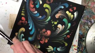 Norwegian Rosemaling  painting therapy  Art of Lise  ASMR unintentional painting [upl. by Emyle]