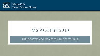 Introduction to MS Access 2010 Tutorial  Part I [upl. by Aroon]