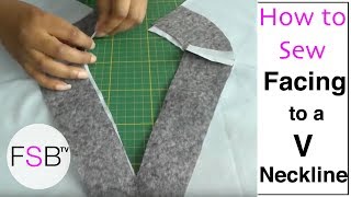 Sewing Facing to a V Neckline [upl. by Eelam]