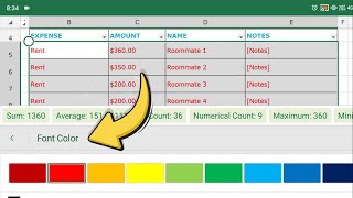 Change Text Color in Excel on Android [upl. by Adnhoj]