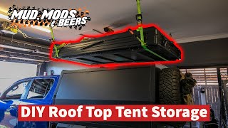 Get the Roof Top Tent off the roof Electric hoist easy DIY project [upl. by Nireil589]