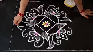 daily use rangoli design  simple kolam  daily muggulu  easy rangoli design [upl. by Clemen327]