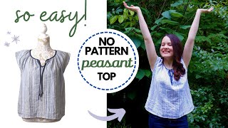 Only 2 pieces to make this EASY peasant top for summer [upl. by Millman]