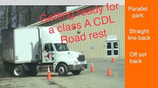 Class A CDL road test preparation Straight line back offset and parallel park [upl. by Paris]