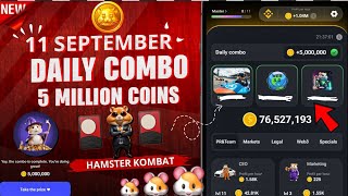 Hamster Kombat Daily Combo Updated  September 11 2024  Daily Combo Unlocked  Todays Combo Cards [upl. by Marleah]