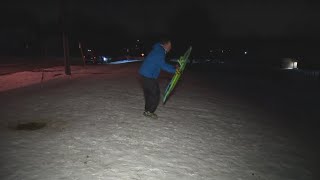 Reporter goes sledding live on TV [upl. by Galang]