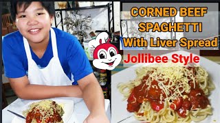 CORNED BEEF SPAGHETTI WITH LIVER SPREADLasang Jollibee [upl. by Enywad]