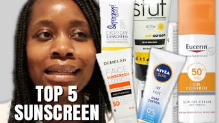 My TOP 5 SUNSCREENS For Dark Skin amp Other Skin Types [upl. by Caro135]