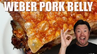 How to cook PERFECT CRISPY PORK BELLY in the Weber kettle by David Ong [upl. by Odnesor]