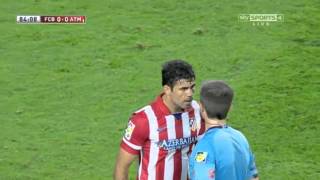 Diego Costa squares up to referee FC Barcelona vs Atletico Madrid 28082013 HD [upl. by Milone]