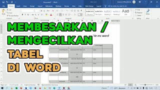 Cara Mengecilkan  Memperbesar Tabel di Microsoft Word [upl. by Dalis206]