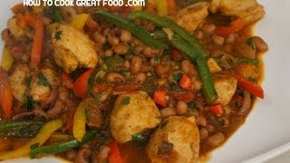 Chicken Chili Beans Recipe  Black Eye Peas Mexican Tex [upl. by Acyssej]