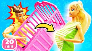 Barbie enceinte et Ken nounou Histoires de la famille des poupées pour filles [upl. by Ahsieken366]