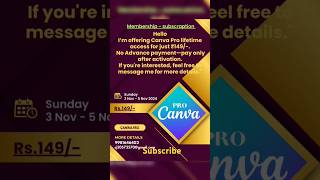 Canva pro free lifetime subscription shorts shortsfeed viralvideo trending design yt canva [upl. by Thurston]