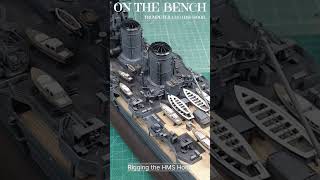 Rigging the HMS Hood 1350 Trumpeter scalemodel diy wip [upl. by Suidualc]