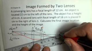 Image Formed by Two Converging Lenses Ray Tracing Calculations [upl. by Llennor540]