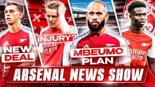 Mbuemo Transfer Odegaard injury UPDATE  New Trossard contract  Arsenal News Show [upl. by Neeoma]