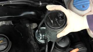 How to change the fuel filter on a VW TDI engine and Audi TDI engine DIY replacement [upl. by Ibrab]