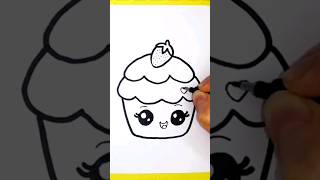 Easy drawing for children  Drawing a cute cupcake [upl. by Jovitta487]