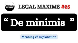 De minimis  About minimal things  Meaning amp Explanation of De minimis  100 Legal Maxims Series [upl. by Weitzman989]