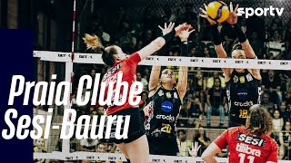 PRAIA CLUBE 3 X 2 SESIBAURU  MELHORES MOMENTOS  SUPERLIGA FEMININA DE VÔLEI  sportv [upl. by Garson]