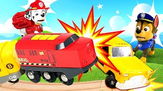 Spielzeug Video für Kinder mit der Paw Patrol  Kinder Cartoons Unfall auf dem Bahngleis [upl. by Annayram514]