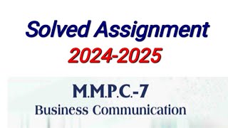 MMPC 07 Solved Assignment 202425  MMPC 07 Solved Assignment july 2024 Session  MMPC 7 assignment [upl. by Kcirtemed]