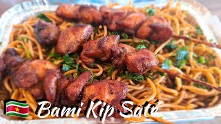 Surinaamse Javaanse Bami Kipsate receptSurinamese Noodles with Chicken Satay [upl. by Aremus872]