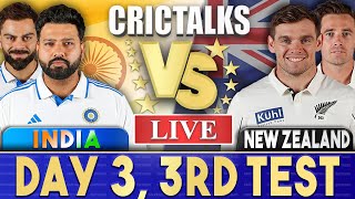 Live IND Vs NZ Day 3  3rd Test  Live Scores amp Commentary  India vs New Zealand  Last 20 [upl. by Notneuq228]