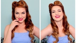 1940s  50s Pinup Hair and Makeup [upl. by Ttennaj]