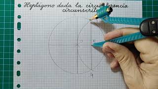 HEPTÁGONO regular dado el RADIO la circunferencia circunscrita polígono de 7 lados [upl. by Hjerpe]