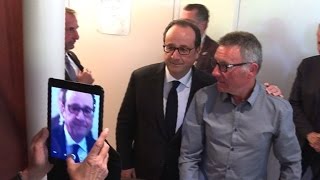 F Hollande en déambulation à Tulle après son vote [upl. by Ihcalam]