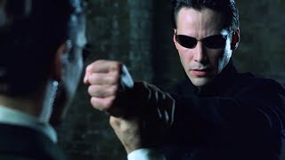 Neo vs Agents  The Matrix Reloaded Open Matte [upl. by Alakam]