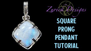 Wire Wrapping Tutorial Prong Setting for Square Cabochons [upl. by Christiano]