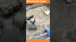 Workers install a gate valve on an underground water main battling a sudden water burst [upl. by Benny]