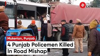 Mukerian Police Bus Accident 4 Punjab Policemen Killed In Road Mishap In Mukerian  Punjab Accident [upl. by Bandler]