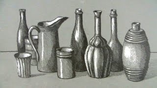 How to Draw a Still Life Bottles and Jugs [upl. by Sall]