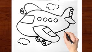 Aeroplane Drawing for kids Easy step by step Aeroplane Drawing  Kids Drawing  aeroplane [upl. by Cain]