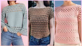 Most Beautiful amp Stylish Crochet Tunic TopBlouses Designs Ideas 2024 [upl. by Tnilf]