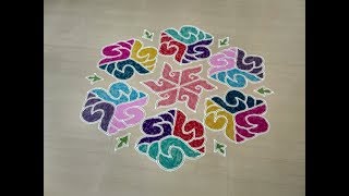 SANGU KOLAM DESIGNS WITH 19 DOTSNew year mugguluBeautiful rangoliMargazhi kolam designsRangoli [upl. by Anahsal]