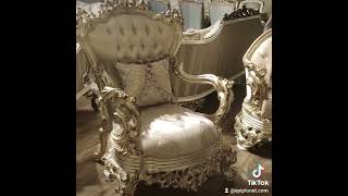 Λευκόχρυσο αντικέ σκαλιστό σετ σαλονιού classicfurniture classicstyle baroquesofa [upl. by Weld]