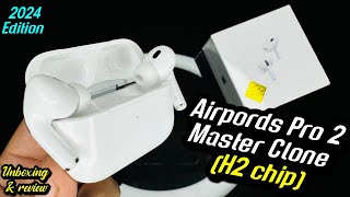 AirPods Pro 2 Master Clone🔥 H2 Chip With 100 ANC GPS  AND WIRELESS CHARGING Unboxing amp Review [upl. by Eikcuhc]