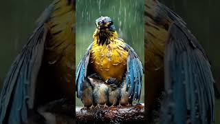 Mother Parrot Sheltering Her Chicks from the Rain mother birds parrot [upl. by Anna-Diana]