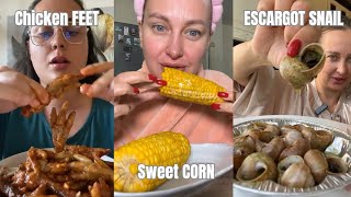 CHICKEN FEET SWEET CORN AND ESCARGOT SNAIL MUKBANG EATING COMPILATION ✨ [upl. by Elletsyrc]