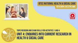 Activities 1 amp 4 in the Unit 4 Exam  BTEC National Health amp Social Care Revision Livestream [upl. by Brandenburg]