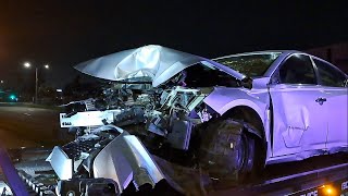 SINGLE CAR ACCIDENT ON CHERRY AVE amp FOOTHILL BLVD IN FONTANA  CAR DESTROYED [upl. by Ardelia]