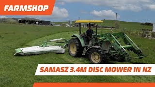 SaMASZ KT341 34m Disc Mower tidying up a paddock in NZ [upl. by Latt817]